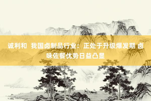 诚利和  我国卤制品行业：正处于升级爆发期 卤味佐餐优势日益凸显